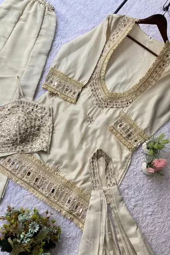 beige salwar suit dupatta