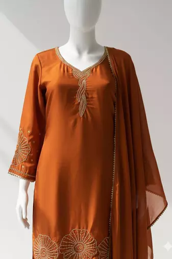 brown salwar suit dupatta