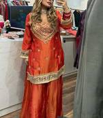 orange embroidered salwar suit dupatta