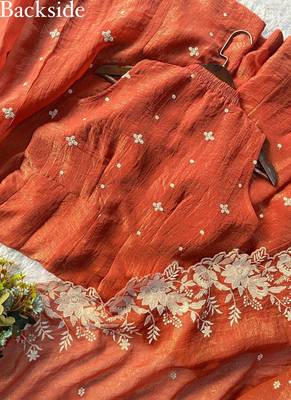 brown anarkali salwar suit dupatta 4