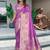 Lavender Banarasi Satin Silk Saree with Heavy Zari & Thread Work | Wedding & Festive Wear