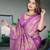 Lavender Banarasi Satin Silk Saree with Heavy Zari & Thread Work | Wedding & Festive Wear