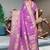 Lavender Banarasi Satin Silk Saree with Heavy Zari & Thread Work | Wedding & Festive Wear