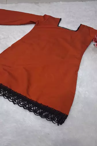RUST COLOR ROMAN silk blend SHORT KURTI   