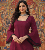 LIPSTICK  COLOR ROMAN SILK SHORT KURTI     COMFORTABLE & CHIC LOOK 