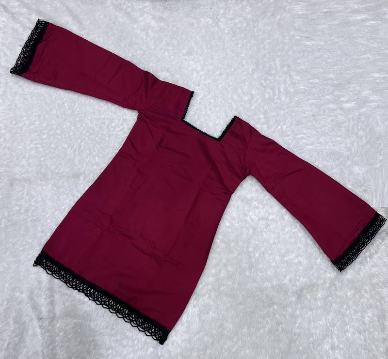 LIPSTICK  COLOR ROMAN SILK SHORT KURTI     COMFORTABLE & CHIC LOOK 