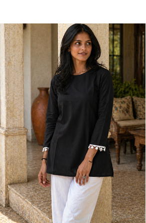 BLACK ROMAN silk blend SHORT KURTI    2