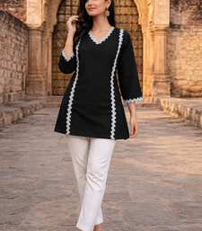 BLACK ROMAN silk blend SHORT KURTI   