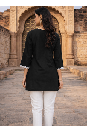 BLACK ROMAN silk blend SHORT KURTI    3