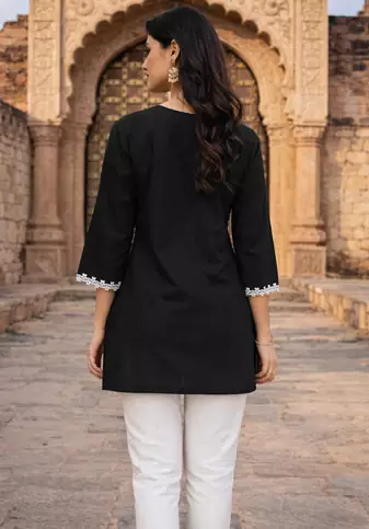 BLACK ROMAN silk blend SHORT KURTI   