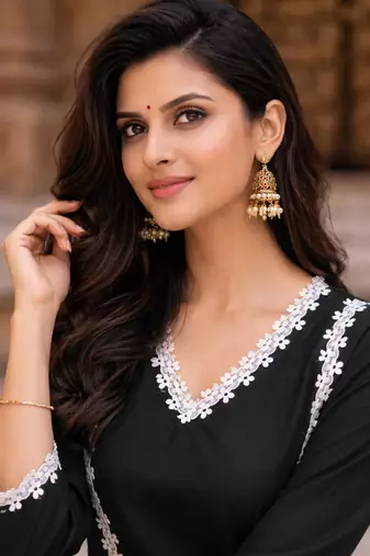 BLACK ROMAN silk blend SHORT KURTI   