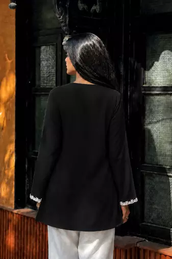 BLACK ROMAN silk blend SHORT KURTI   