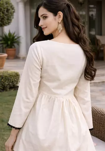OFF WHITE ROMAN silk blend SHORT KURTI   