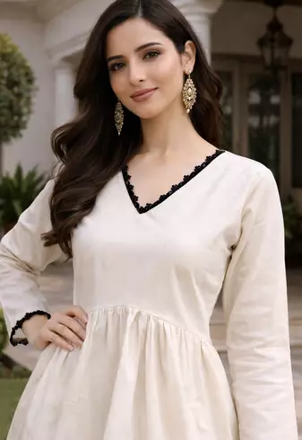OFF WHITE ROMAN silk blend SHORT KURTI   