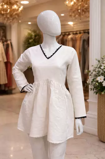 OFF WHITE ROMAN silk blend SHORT KURTI   