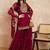 Designer wine embroidered georgette kurta sharara dupatta set for women