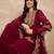 Designer wine embroidered georgette kurta sharara dupatta set for women