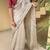 women's shimmer silk blend motiff embroidered saree with blouse piece