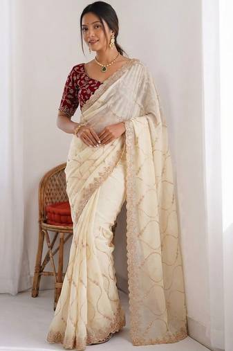 Women's embroidered georgette saree