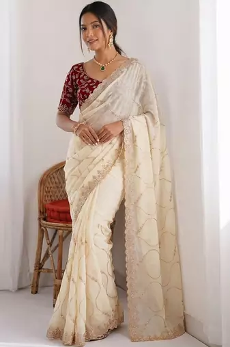 Women's embroidered georgette saree