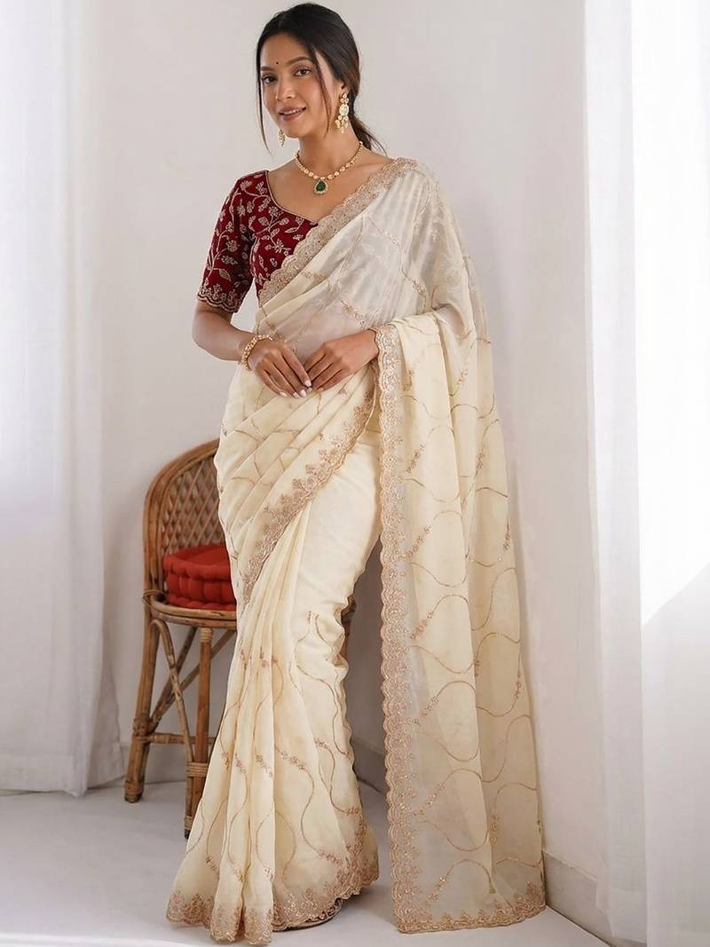 Women's embroidered georgette saree