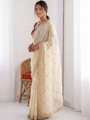 Women's embroidered georgette saree 2
