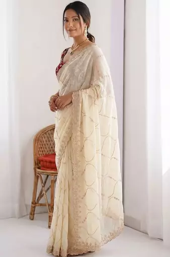 Women's embroidered georgette saree