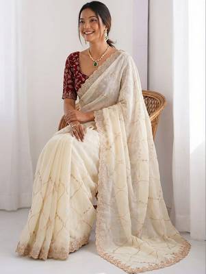 Women's embroidered georgette saree 3