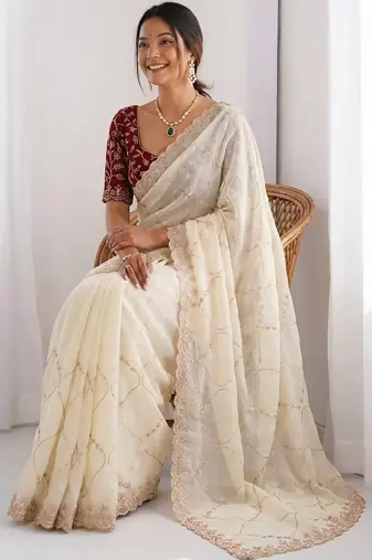 Women's embroidered georgette saree