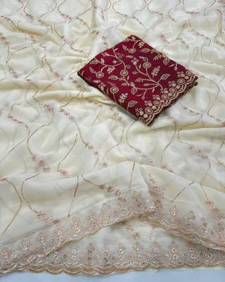 Women's embroidered georgette saree 4