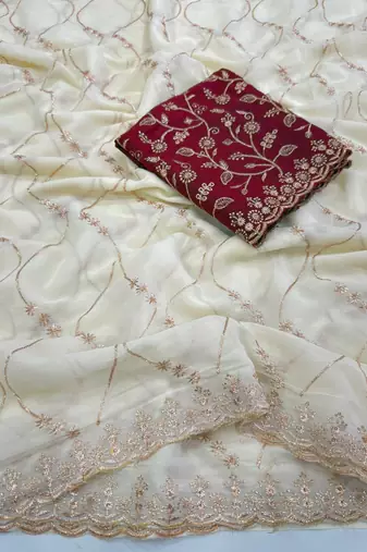 Women's embroidered georgette saree