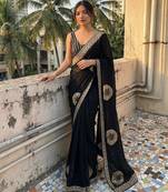Women's embroidered silk blend saree
