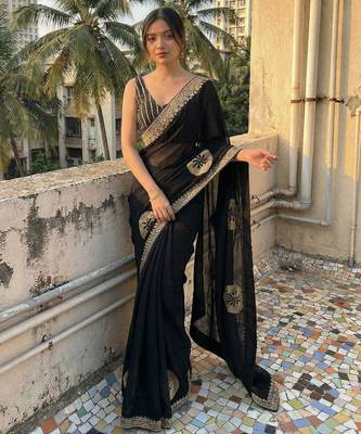 Women's embroidered silk blend saree 2