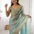 Women's shimmer chiffon sequins embroidered saree with blouse piece