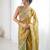 Women's shimmer chiffon sequins embroidered saree with blouse piece