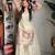 Designer cream embroidered chinnon ethnic sharara suit set for women