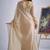 Beige sequin embellished border work silk saree for women
