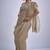 Beige sequin embellished border work silk saree for women
