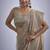 Beige sequin embellished border work silk saree for women