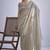 Beige sequin embellished border work silk saree for women