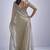 Beige sequin embellished border work silk saree for women