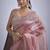 Pink sequin embellished border work silk saree for women