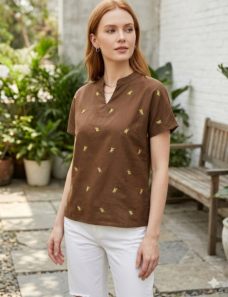 Rayon Embroidered Short Kurti Top