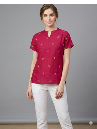 Rayon Embroidered Short Kurti Top 1