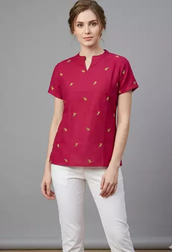 Rayon Embroidered Short Kurti Top
