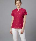 Rayon Embroidered Short Kurti Top