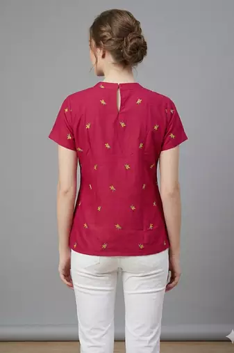Rayon Embroidered Short Kurti Top
