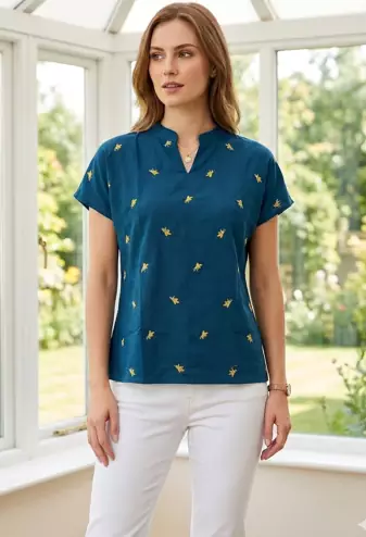 Stylish Women Rayon Embroidered Short Kurti Top     Casual Regular Wear Tunic for Girls & Women