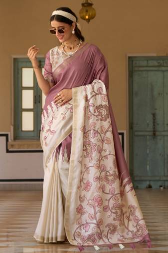 Lavender  silk blend party wear saree