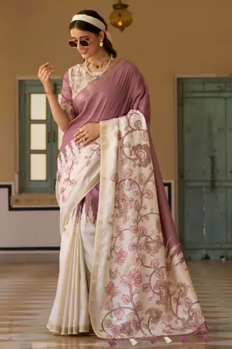 Lavender  silk blend party wear saree